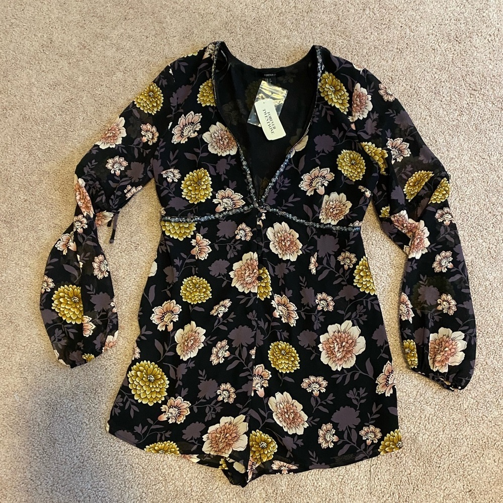 Forever 21 Floral Long Sleeve Romper